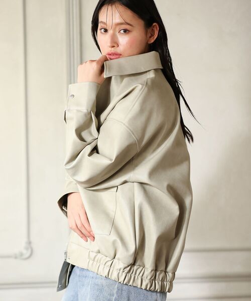 ELENCARE DUE（エレンカーレデュエ）の「・ELENCARE DUE 合皮ステンカラーブルゾン（ブルゾン・レディース・ブラック/ブラウン/アイボリー・FREE）」の14枚目の写真