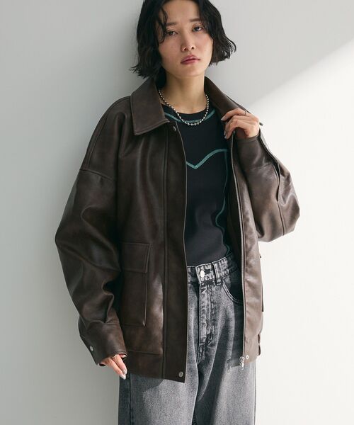 ELENCARE DUE（エレンカーレデュエ）の「・ELENCARE DUE 合皮ステンカラーブルゾン（ブルゾン・レディース・ブラック/ブラウン/アイボリー・FREE）」の19枚目の写真