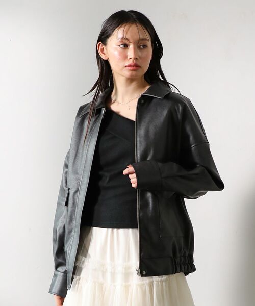 ELENCARE DUE（エレンカーレデュエ）の「・ELENCARE DUE 合皮ステンカラーブルゾン（ブルゾン・レディース・ブラック/ブラウン/アイボリー・FREE）」の21枚目の写真