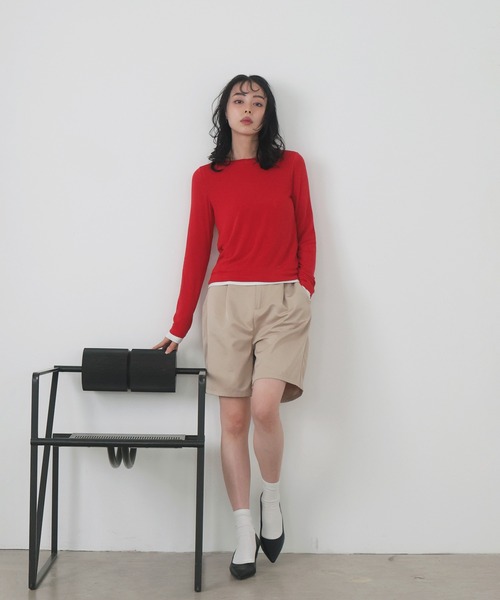 CABaNファインポリエステル クルーネックプルオーバーTシャツ RED S セール】クルーネックシアーカットプルオーバー（Tシャツ