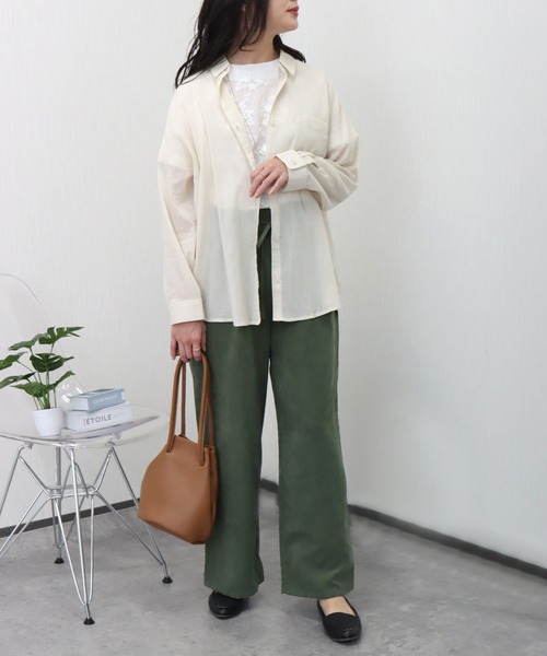 libelle more（リベル モア）の「らくちんケア〈洗濯機可能〉綿楊柳ベーシックシャツ（シャツ/ブラウス・レディース・ブラック/オフホワイト/ライトベージュ/セージグリーン/イエロー・M/L）」の18枚目の写真