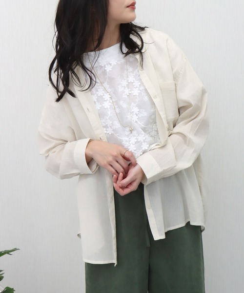 libelle more（リベル モア）の「らくちんケア〈洗濯機可能〉綿楊柳ベーシックシャツ（シャツ/ブラウス・レディース・ブラック/オフホワイト/ライトベージュ/セージグリーン/イエロー・M/L）」の22枚目の写真