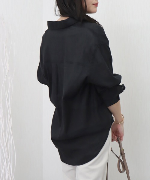 libelle more（リベル モア）の「らくちんケア〈洗濯機可能〉綿楊柳ベーシックシャツ（シャツ/ブラウス・レディース・ブラック/オフホワイト/ライトベージュ/セージグリーン/イエロー・M/L）」の15枚目の写真