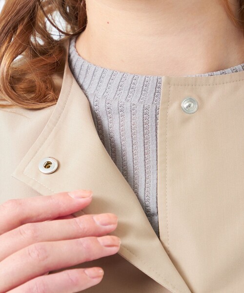 セール】レインウェザークロスノーカラーミドルジャケット（ノーカラー