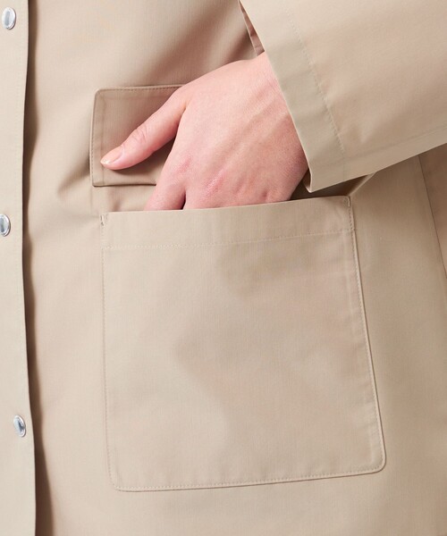 セール】レインウェザークロスノーカラーミドルジャケット（ノーカラー