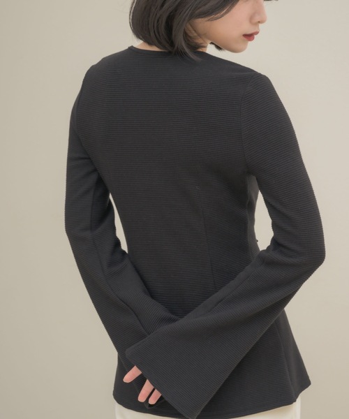 NEUNA（ヌナ）の「ワッフルベルスリーブトップス（Tシャツ/カットソー・レディース・ブラック/アイボリー・FREE）」の3枚目の写真