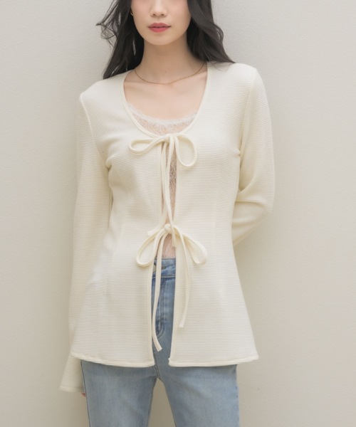 NEUNA（ヌナ）の「ワッフルベルスリーブトップス（Tシャツ/カットソー・レディース・ブラック/アイボリー・FREE）」の8枚目の写真