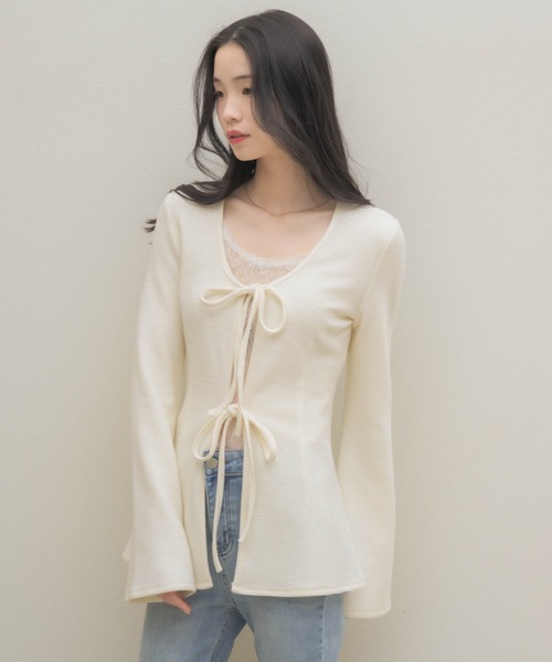 NEUNA（ヌナ）の「ワッフルベルスリーブトップス（Tシャツ/カットソー・レディース・ブラック/アイボリー・FREE）」の13枚目の写真