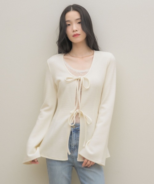 NEUNA（ヌナ）の「ワッフルベルスリーブトップス（Tシャツ/カットソー・レディース・ブラック/アイボリー・FREE）」の11枚目の写真