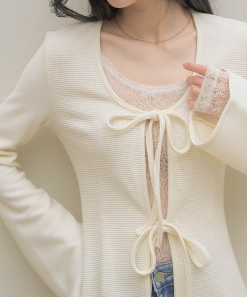 NEUNA（ヌナ）の「ワッフルベルスリーブトップス（Tシャツ/カットソー・レディース・ブラック/アイボリー・FREE）」の17枚目の写真