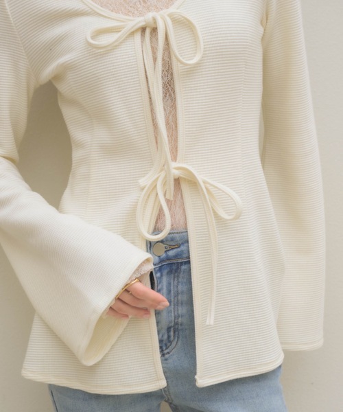 NEUNA（ヌナ）の「ワッフルベルスリーブトップス（Tシャツ/カットソー・レディース・ブラック/アイボリー・FREE）」の18枚目の写真