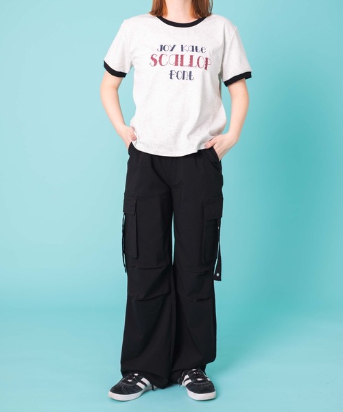 WOND(ウォンド)の「WOND/ベルト付きワイドカーゴパンツ(カーゴパンツ・レディース・ブラック/カーキ・FREE)」の12枚目の写真