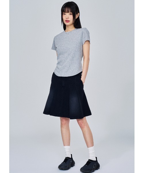 ACOVER（オコボ）の「A'GEM/9 × .kom 『ACOVER/オコボ』 Essential Golji Short Sleeve T-shirt/エッセンシャルリブ半袖TEE（Tシャツ/カットソー・レディース・ホワイト/グレー/ブラック・FREE）」の9枚目の写真