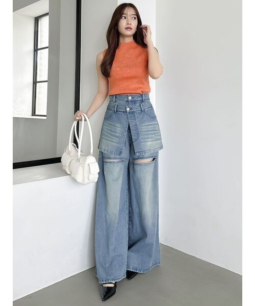 dazzlin(ダズリン)の「コンパクトノースリラメニットトップス(ニット/セーター・レディース・ブルー/チャコールグレー/オフホワイト/オレンジ/グリーン・FREE)」の13枚目の写真