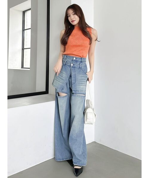 dazzlin(ダズリン)の「コンパクトノースリラメニットトップス(ニット/セーター・レディース・ブルー/チャコールグレー/オフホワイト/オレンジ/グリーン・FREE)」の14枚目の写真