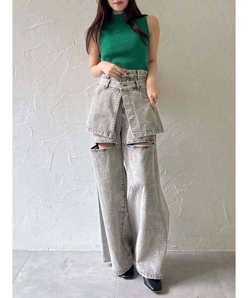 dazzlin(ダズリン)の「コンパクトノースリラメニットトップス(ニット/セーター・レディース・ブルー/チャコールグレー/オフホワイト/オレンジ/グリーン・FREE)」の16枚目の写真