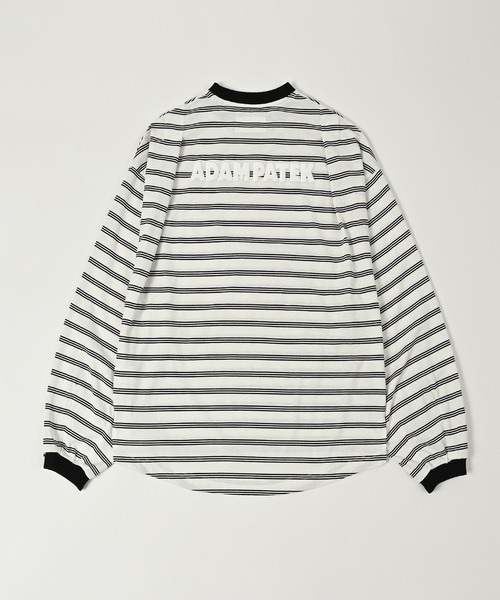 ADAM PATEK(アダムパテック)の「【ADAMPATEK/アダムパテック】rounded border long sleeveT/プリント入りラウンドボーダーロングスリーブT(Tシャツ/カットソー・レディース・ブラック/ホワイト・1/2)」の3枚目の写真