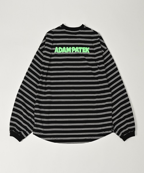 ADAM PATEK(アダムパテック)の「【ADAMPATEK/アダムパテック】rounded border long sleeveT/プリント入りラウンドボーダーロングスリーブT(Tシャツ/カットソー・レディース・ブラック/ホワイト・1/2)」の4枚目の写真