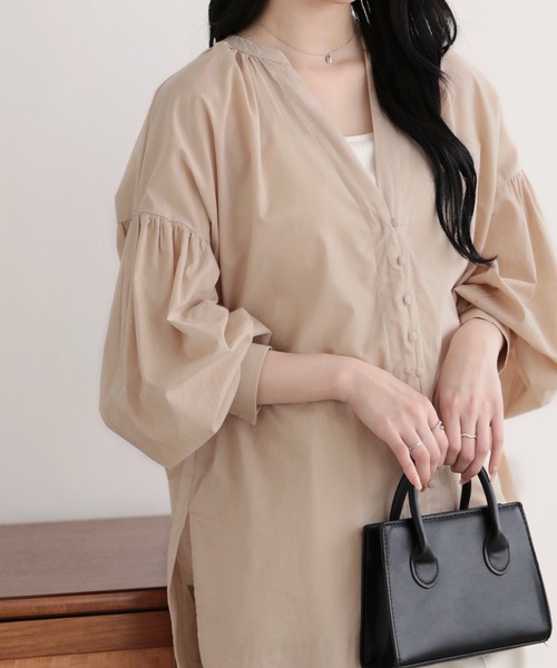 くるみボタンバルーンスリーブブラウス（シャツ/ブラウス