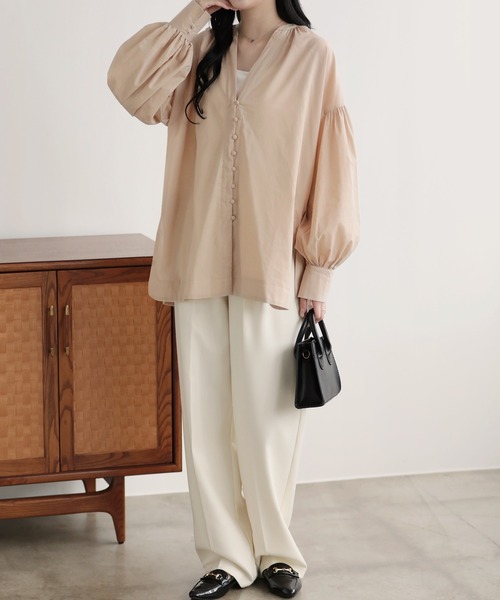 くるみボタンバルーンスリーブブラウス（シャツ/ブラウス