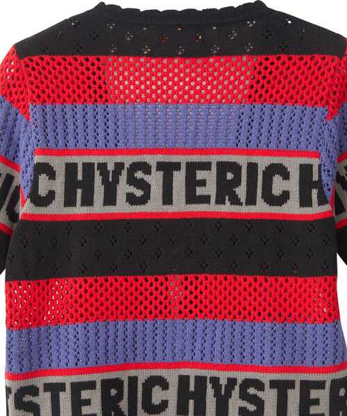 HYSTERIC GLAMOUR（ヒステリックグラマー）の「LOGOボーダー カーディガン（カーディガン/ボレロ・レディース・ブラック/マルチ・FREE）」の6枚目の写真