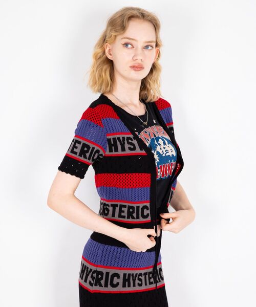 HYSTERIC GLAMOUR（ヒステリックグラマー）の「LOGOボーダー カーディガン（カーディガン/ボレロ・レディース・ブラック/マルチ・FREE）」の8枚目の写真