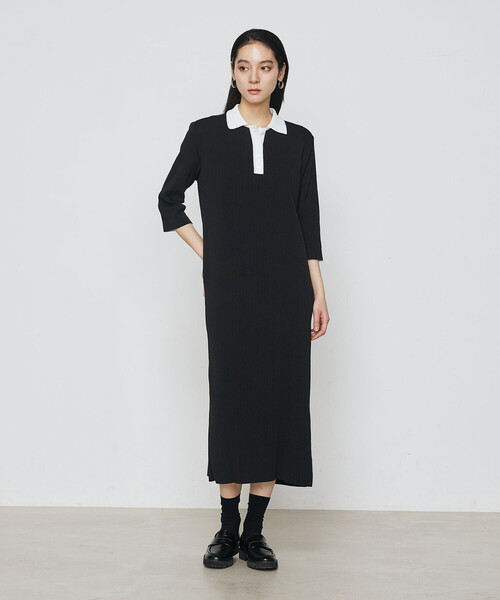 COMME CA（コムサ）の「ポロ襟 ニットドレス（ニット/セーター・レディース・ネイビー/ブラック・9号）」の2枚目の写真