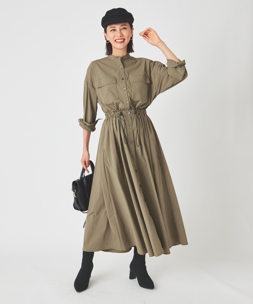 ever closet(エバークローゼット)の「レディス 撥水 シャツワンピース(シャツワンピース・レディース・ブラック/カーキ・FREE)」の1枚目の写真