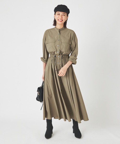 ever closet(エバークローゼット)の「レディス 撥水 シャツワンピース(シャツワンピース・レディース・ブラック/カーキ・FREE)」の3枚目の写真