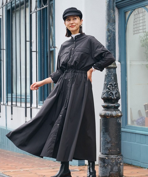 ever closet(エバークローゼット)の「レディス 撥水 シャツワンピース(シャツワンピース・レディース・ブラック/カーキ・FREE)」の7枚目の写真