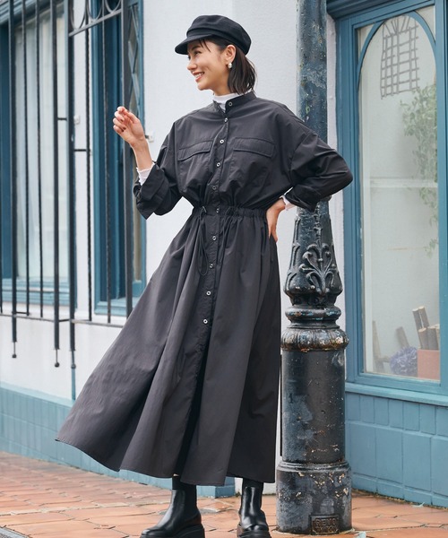 ever closet(エバークローゼット)の「レディス 撥水 シャツワンピース(シャツワンピース・レディース・ブラック/カーキ・FREE)」の11枚目の写真