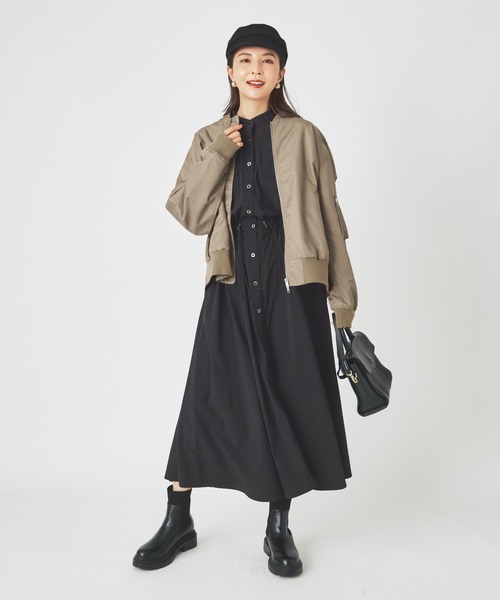 ever closet(エバークローゼット)の「レディス 撥水 シャツワンピース(シャツワンピース・レディース・ブラック/カーキ・FREE)」の15枚目の写真