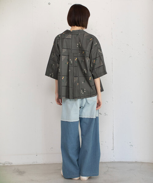 POU DOU DOU（プードゥドゥ）の「ステッチプリント開襟シャツ（シャツ/ブラウス・レディース・オフホワイト/ダークグレー・M）」の11枚目の写真