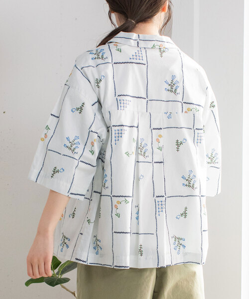 POU DOU DOU（プードゥドゥ）の「ステッチプリント開襟シャツ（シャツ/ブラウス・レディース・オフホワイト/ダークグレー・M）」の16枚目の写真