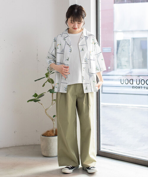 POU DOU DOU（プードゥドゥ）の「ステッチプリント開襟シャツ（シャツ/ブラウス・レディース・オフホワイト/ダークグレー・M）」の17枚目の写真