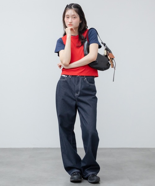 HEILIS（ヘイリス）の「2WAYハーフムーンベルトバッグ/ショルダーバッグ 韓国 ブルー ブラック ホワイト 黒 白 ノームコア ホーボー ハンドバッグ ベルト（ハンドバッグ・レディース・ブルー/アイボリー/ブラック・FREE）」の13枚目の写真