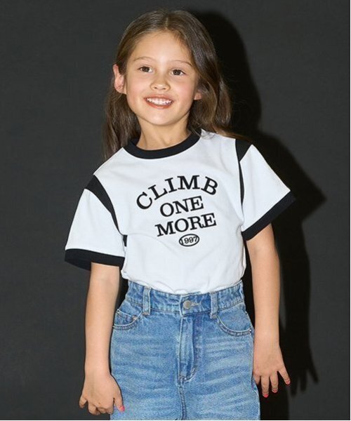 b・ROOM（ビールーム）の「【カイテキ天竺】バイカラープリントTシャツ【子供服】【キッズ】【男の子】【女の子】（Tシャツ/カットソー・キッズ・オフホワイト/ターコイズブルー/ブラック/モスグリーン・130cm/150cm/110cm/100cm/120cm/140cm）」の2枚目の写真