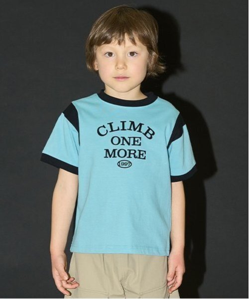 b・ROOM（ビールーム）の「【カイテキ天竺】バイカラープリントTシャツ【子供服】【キッズ】【男の子】【女の子】（Tシャツ/カットソー・キッズ・オフホワイト/ターコイズブルー/ブラック/モスグリーン・130cm/150cm/110cm/100cm/120cm/140cm）」の4枚目の写真