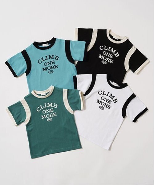 b・ROOM（ビールーム）の「【カイテキ天竺】バイカラープリントTシャツ【子供服】【キッズ】【男の子】【女の子】（Tシャツ/カットソー・キッズ・オフホワイト/ターコイズブルー/ブラック/モスグリーン・130cm/150cm/110cm/100cm/120cm/140cm）」の9枚目の写真