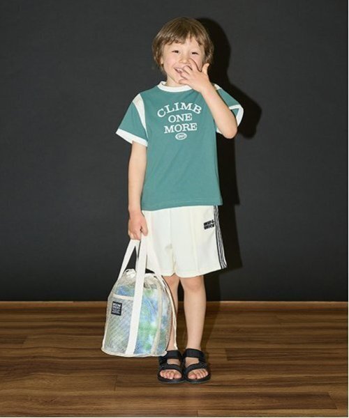 b・ROOM（ビールーム）の「【カイテキ天竺】バイカラープリントTシャツ【子供服】【キッズ】【男の子】【女の子】（Tシャツ/カットソー・キッズ・オフホワイト/ターコイズブルー/ブラック/モスグリーン・130cm/150cm/110cm/100cm/120cm/140cm）」の19枚目の写真