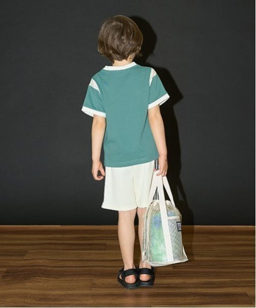 b・ROOM（ビールーム）の「【カイテキ天竺】バイカラープリントTシャツ【子供服】【キッズ】【男の子】【女の子】（Tシャツ/カットソー・キッズ・オフホワイト/ターコイズブルー/ブラック/モスグリーン・130cm/150cm/110cm/100cm/120cm/140cm）」の20枚目の写真
