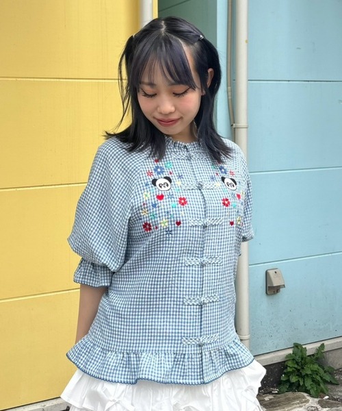 Candy Stripper(キャンディストリッパー)の「FLOWER PEPE CHINA ブラウス(シャツ/ブラウス・レディース・ピンク/ブルー/ブラック・FREE)」の8枚目の写真