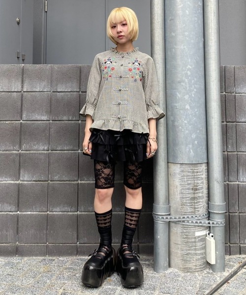 Candy Stripper(キャンディストリッパー)の「FLOWER PEPE CHINA ブラウス(シャツ/ブラウス・レディース・ピンク/ブルー/ブラック・FREE)」の15枚目の写真