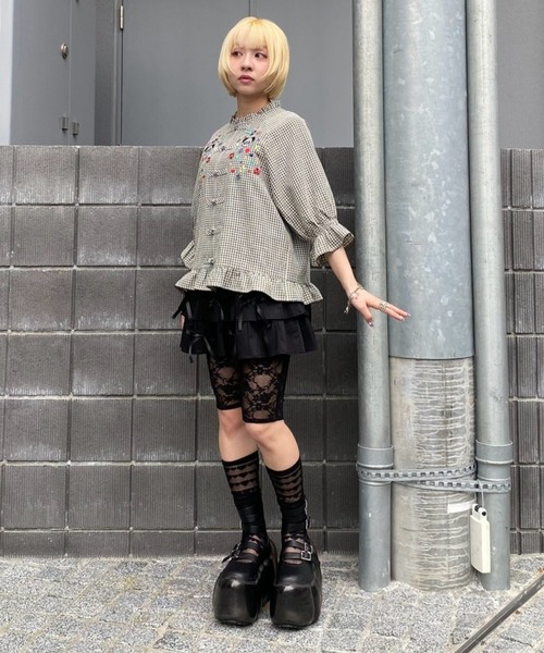 Candy Stripper(キャンディストリッパー)の「FLOWER PEPE CHINA ブラウス(シャツ/ブラウス・レディース・ピンク/ブルー/ブラック・FREE)」の16枚目の写真