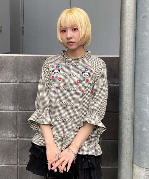 Candy Stripper(キャンディストリッパー)の「FLOWER PEPE CHINA ブラウス(シャツ/ブラウス・レディース・ピンク/ブルー/ブラック・FREE)」の13枚目の写真