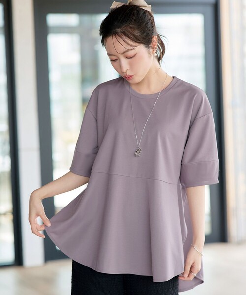 Tiaclasse（ティアクラッセ）の「【サラごこち】ラウンドヘムチュニック（Tシャツ/カットソー・レディース・ブラック/ブラウン系/ネイビー・XL/XXL）」の8枚目の写真