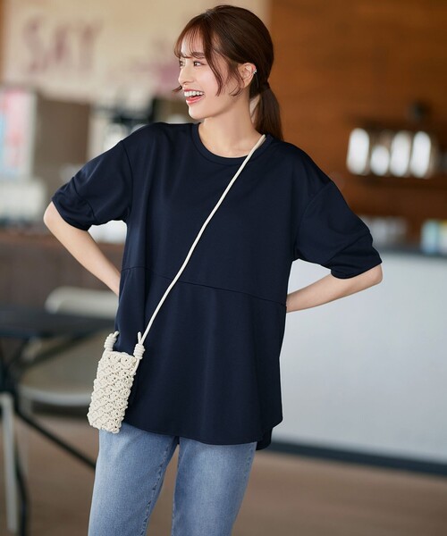 Tiaclasse（ティアクラッセ）の「【サラごこち】ラウンドヘムチュニック（Tシャツ/カットソー・レディース・ブラック/ブラウン系/ネイビー・XL/XXL）」の18枚目の写真