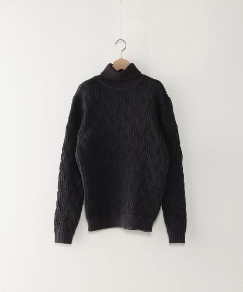 Steven Alan（スティーブンアラン）の「＜Steven Alan＞ W/P COMB CABLE TTL/ﾆｯﾄ◆（ニット/セーター・メンズ・ダークグレー/ベージュ・MEDIUM/SMALL/LARGE/X-LARGE）」の2枚目の写真