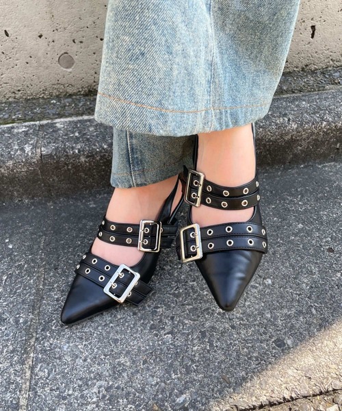 3.3 Field Trip （3.3フィールドトリップ）の「3.3 Field Trip／ベルトデザインミュール（サンダル・レディース・ブラック/アイボリー・LARGE/MEDIUM）」の2枚目の写真