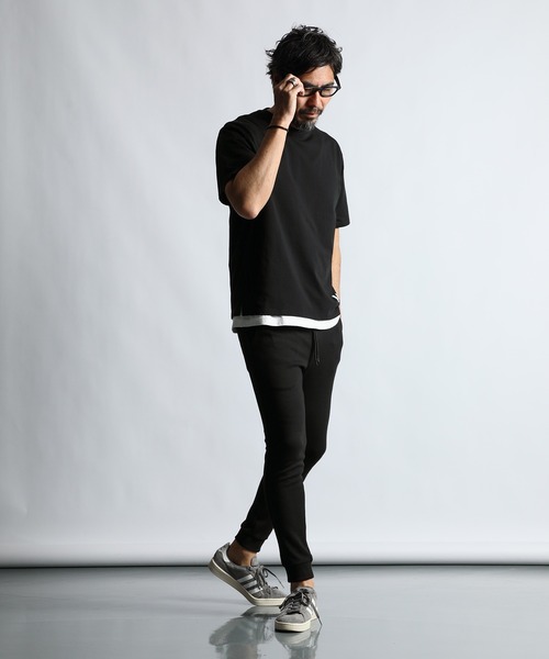 The DUFFER of ST.GEORGE（ザダファーオブセントジョージ）の「〔BLACK LABEL〕COOLMAX SMOOTH SLIM PANTS：セットアップ クールマックス スムース スリムパンツ（スウェットパンツ・メンズ・ブルーグレー/ブラック・SMALL/MEDIUM/LARGE/X-LARGE）」の6枚目の写真